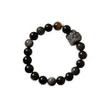 Bracelet obsidienne neige à breloque lion