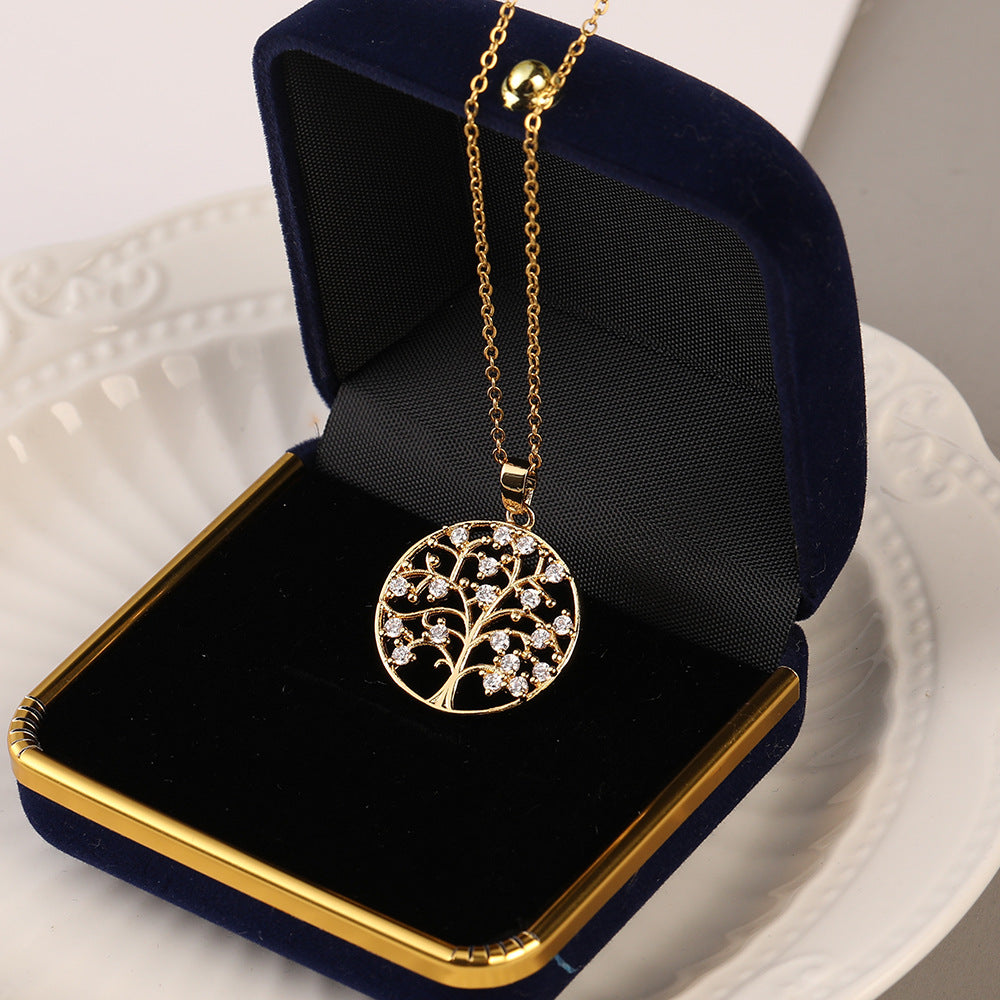 Collier arbre de vie zen aux zircons colorés