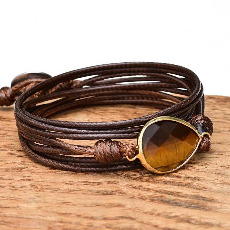 Bracelet oeil de tigre pendentif goutte