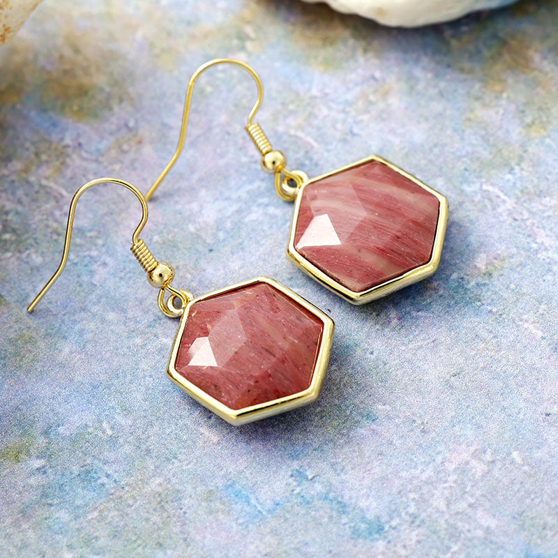 Boucles d'oreilles géométriques en rodonite