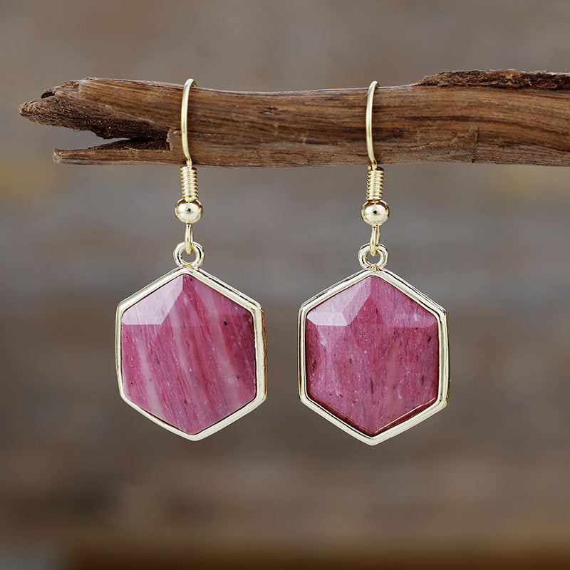 Boucles d'oreilles géométriques en rodonite