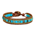 Bracelet turquoise carré en cuir tressé
