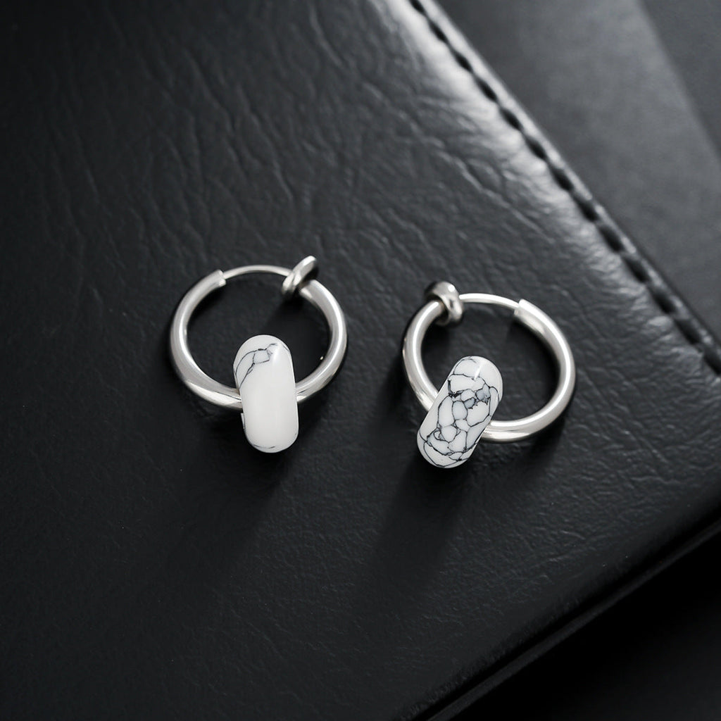 Boucles d'oreilles clip en pierre naturelle