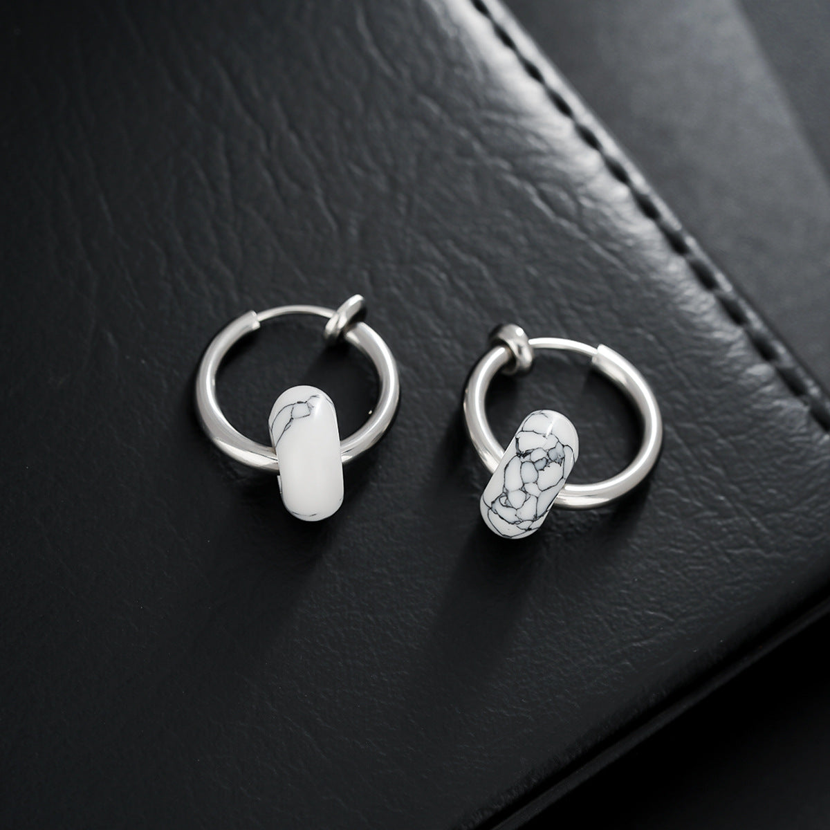 Boucles d'oreilles clip en pierre naturelle