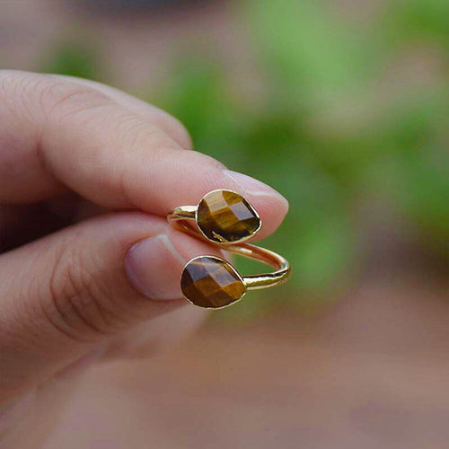 Bague oeil de tigre ajustable
