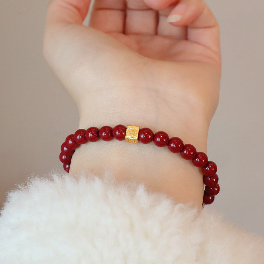 Bracelet jade et cinabre, breloque au choix