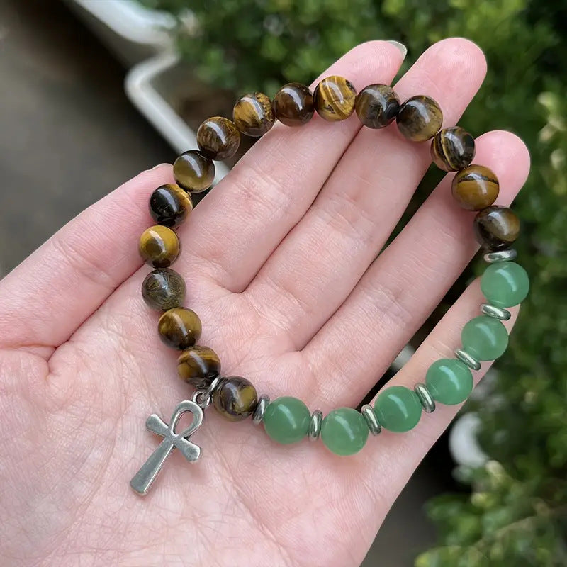 Bracelet oeil de tigre et aventurine verte