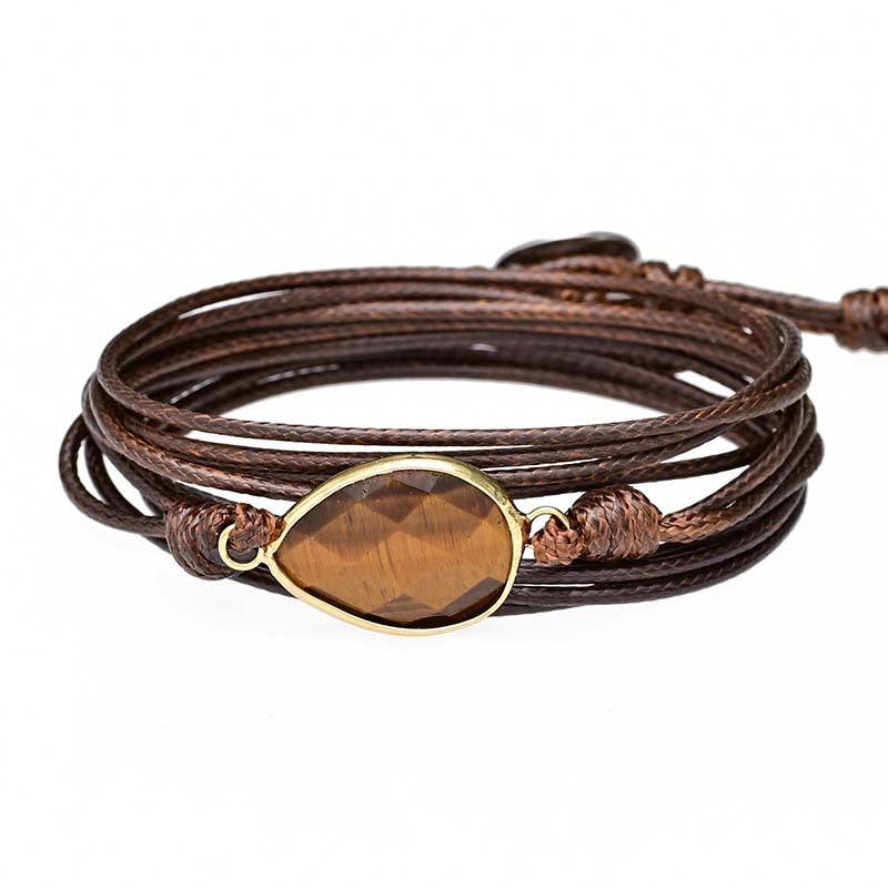 Bracelet oeil de tigre pendentif goutte