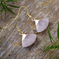 Boucles d'oreilles éventail quartz rose et amazonite
