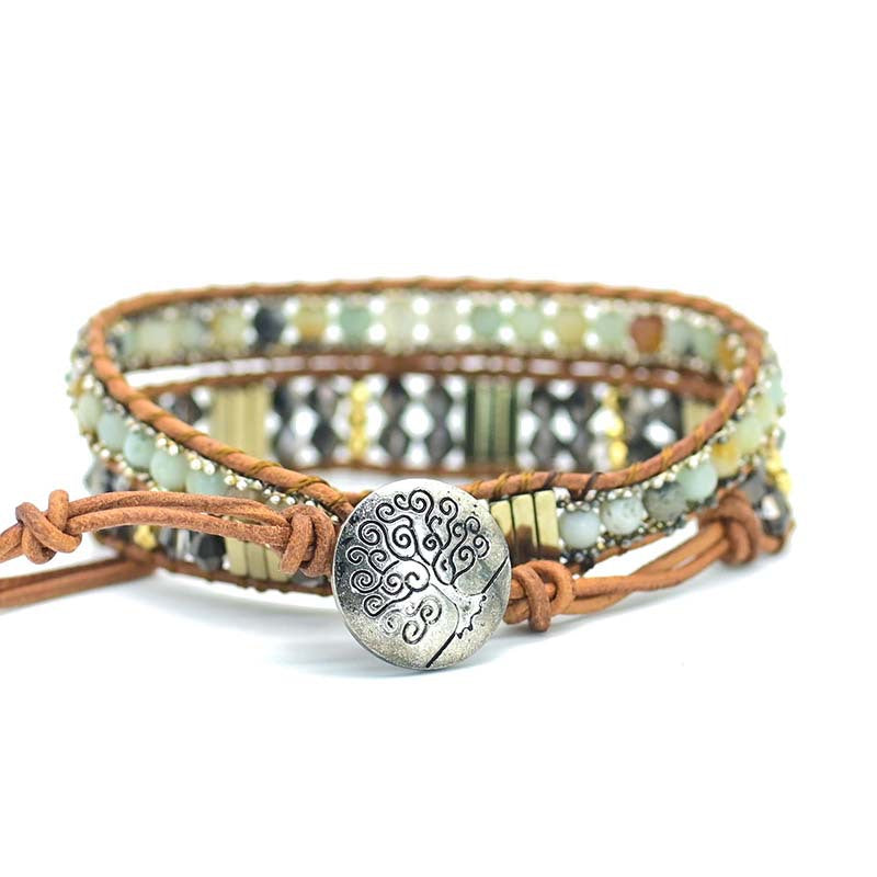 Bracelet hématite à pendentif arbre de vie