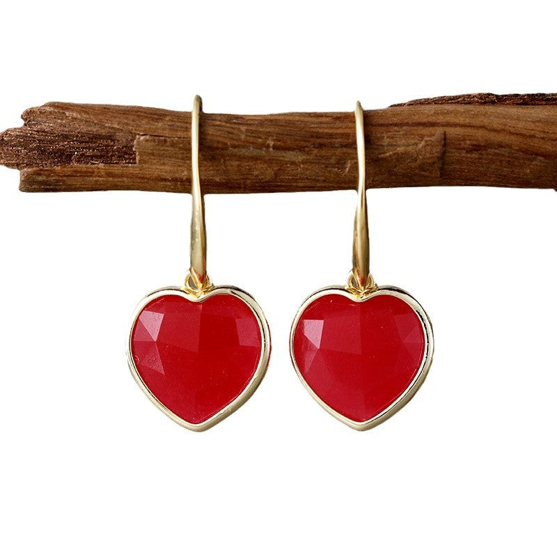 Boucles d'oreilles coeur en pierres naturelles