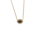 Collier oeil de tigre et ambre, chaîne 45 cm