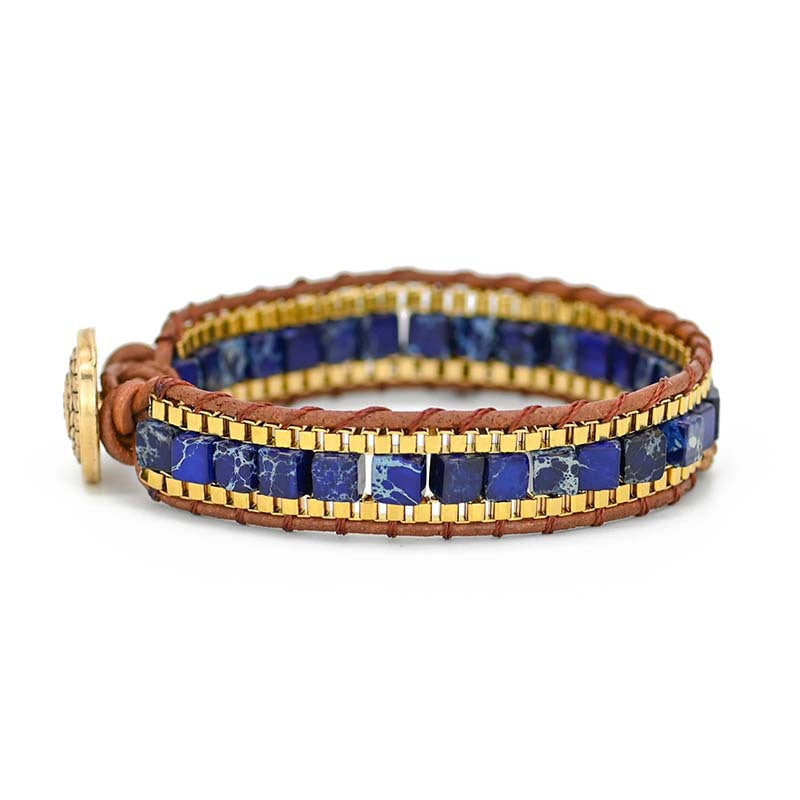 Bracelet lapis lazuli et finitions dorées