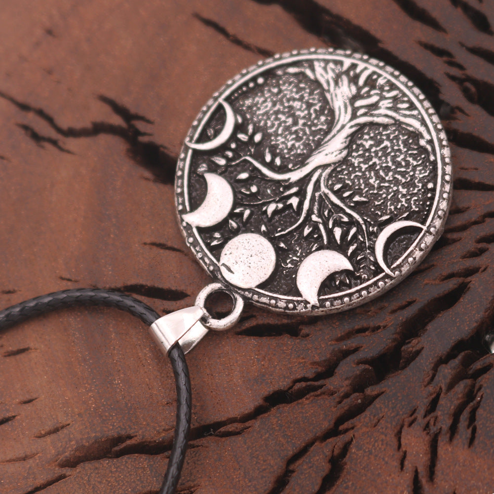Collier arbre de vie nordique, soleil et lune