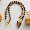 Collier oeil de tigre en forme de coeur