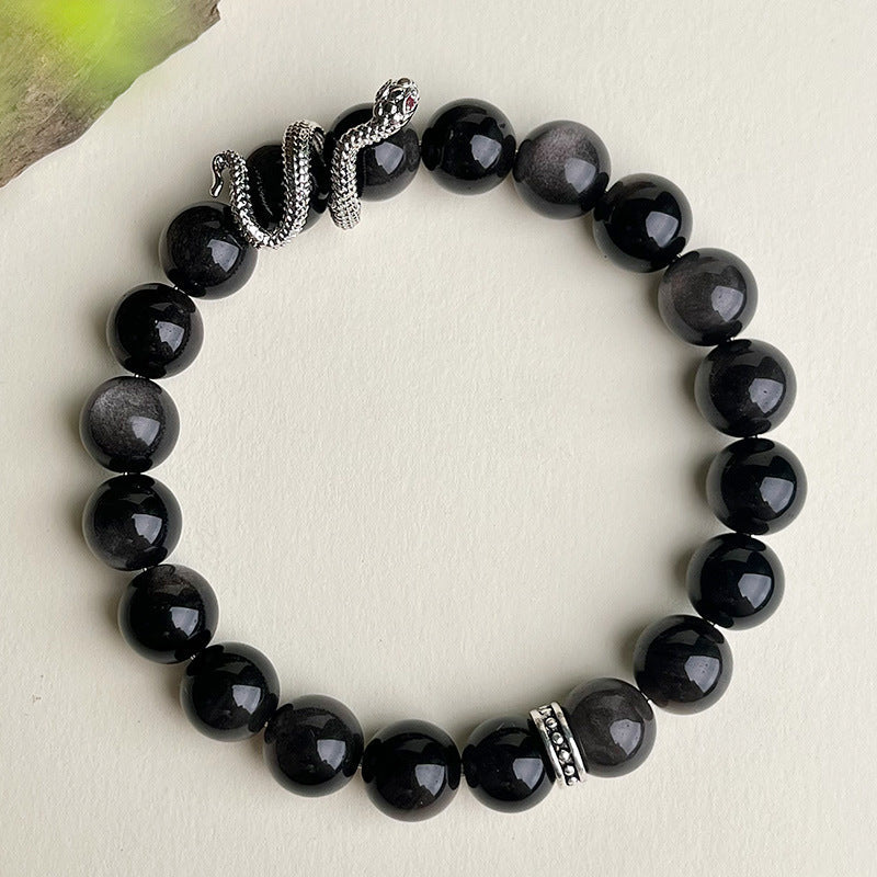 Bracelet obsidienne neige, deux styles