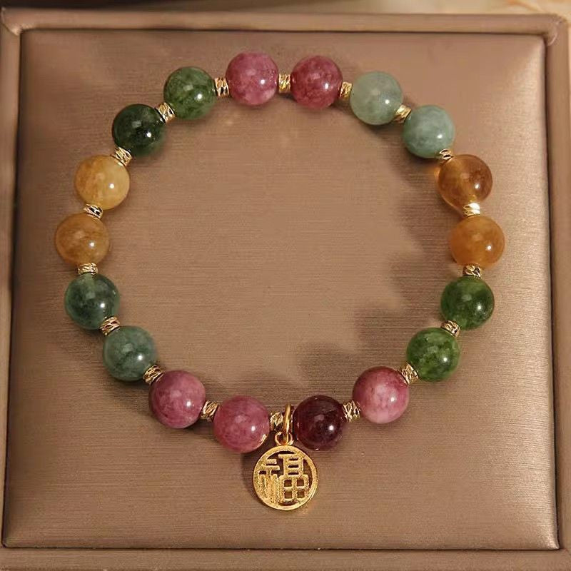 Bracelet jade et tourmaline