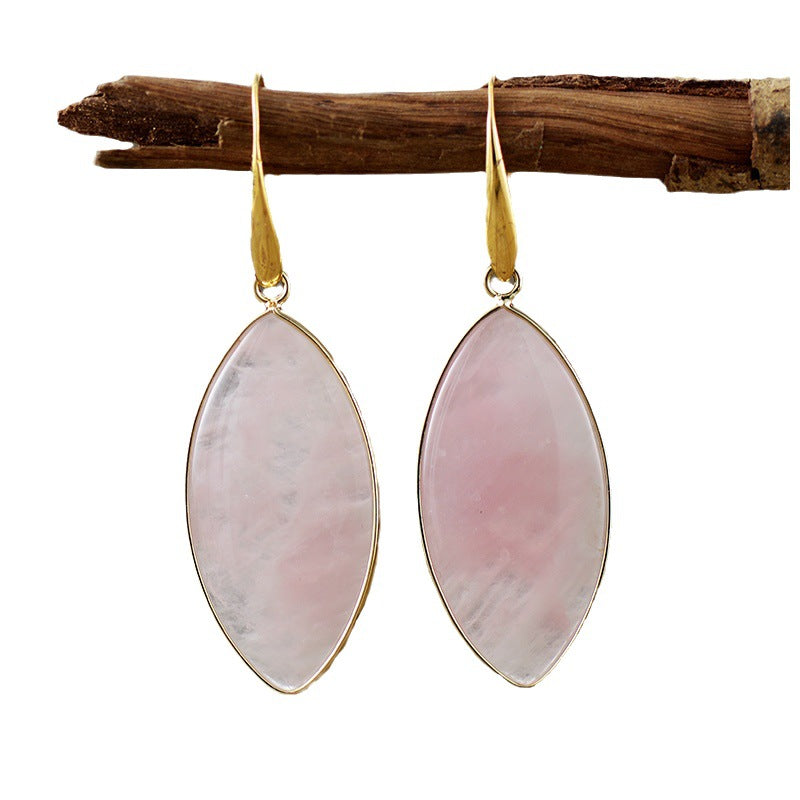 Boucles d'oreilles quartz rose, onyx et turquoise