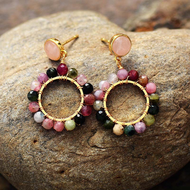 Boucles d'oreilles tourmaline au design européen
