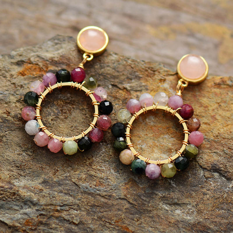 Boucles d'oreilles tourmaline au design européen
