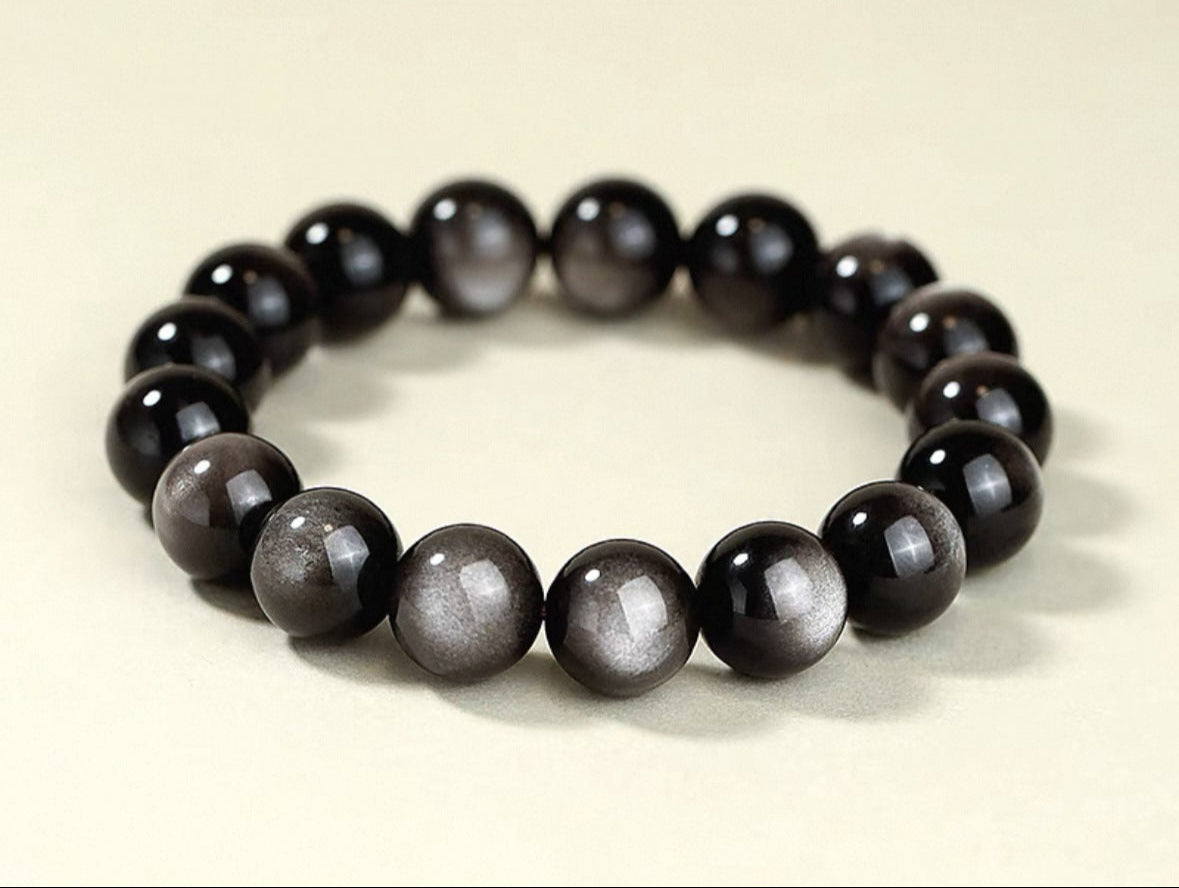 Bracelet obsidienne neige unisexe