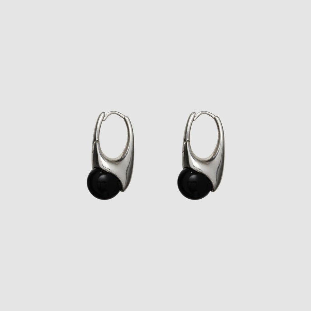 Boucles d'oreilles obsidienne noire pendantes