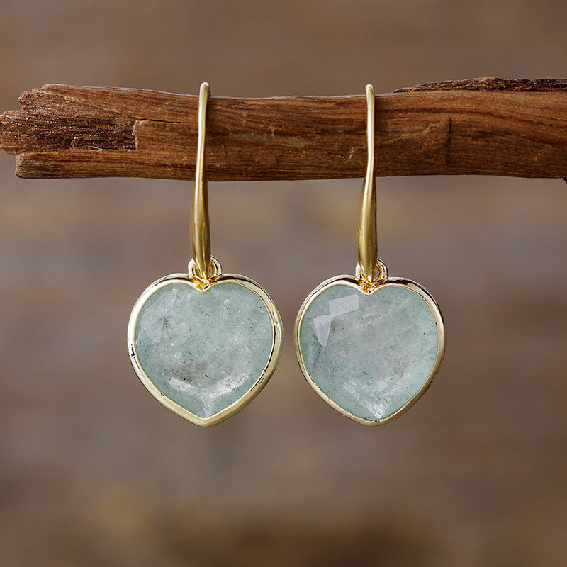 Boucles d'oreilles coeur en pierres naturelles