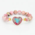 Bracelet rhodonite à pendentif coeur