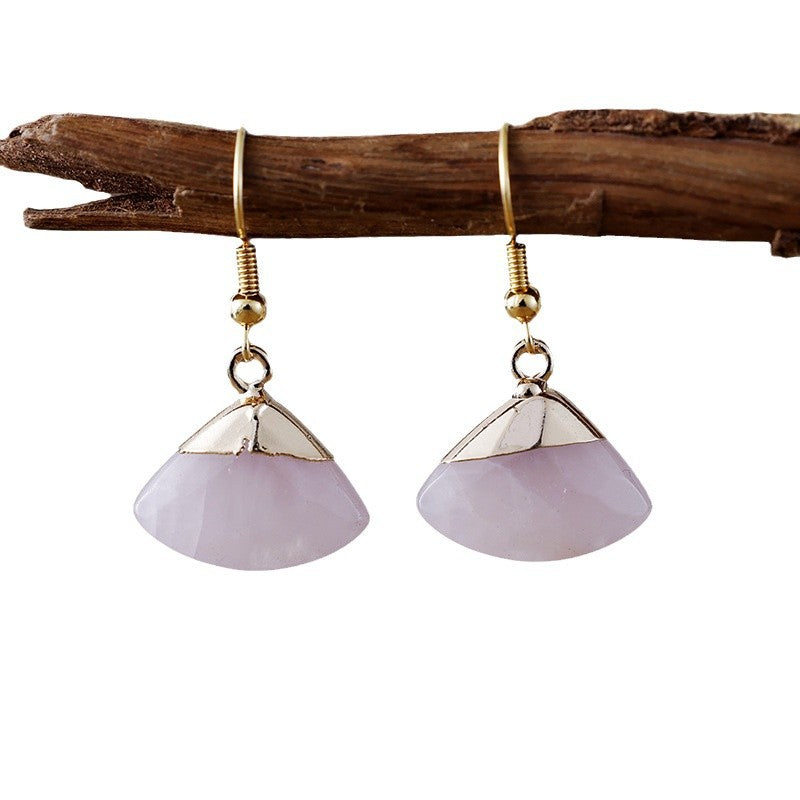 Boucles d'oreilles éventail quartz rose et amazonite