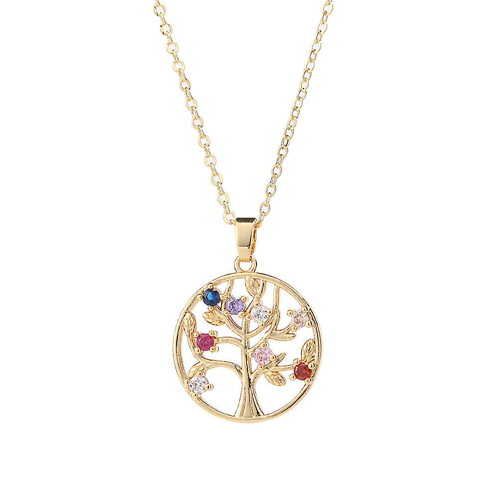 Collier arbre de vie zen aux zircons colorés