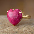 Bague rodonite en forme de cœur