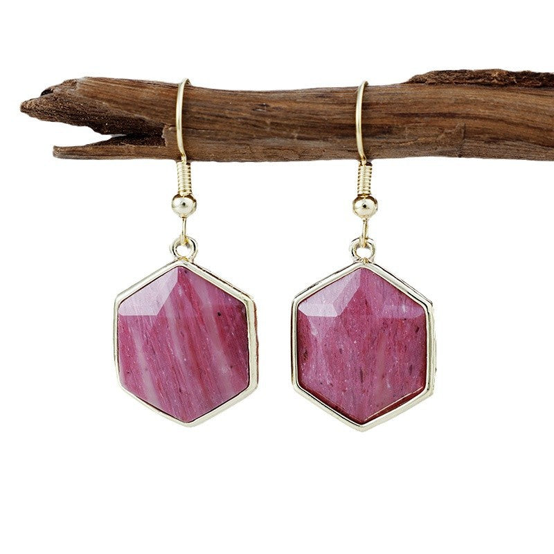 Boucles d'oreilles géométriques en rodonite