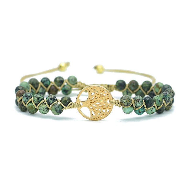 Bracelet turquoise tressé à l'arbre de vie