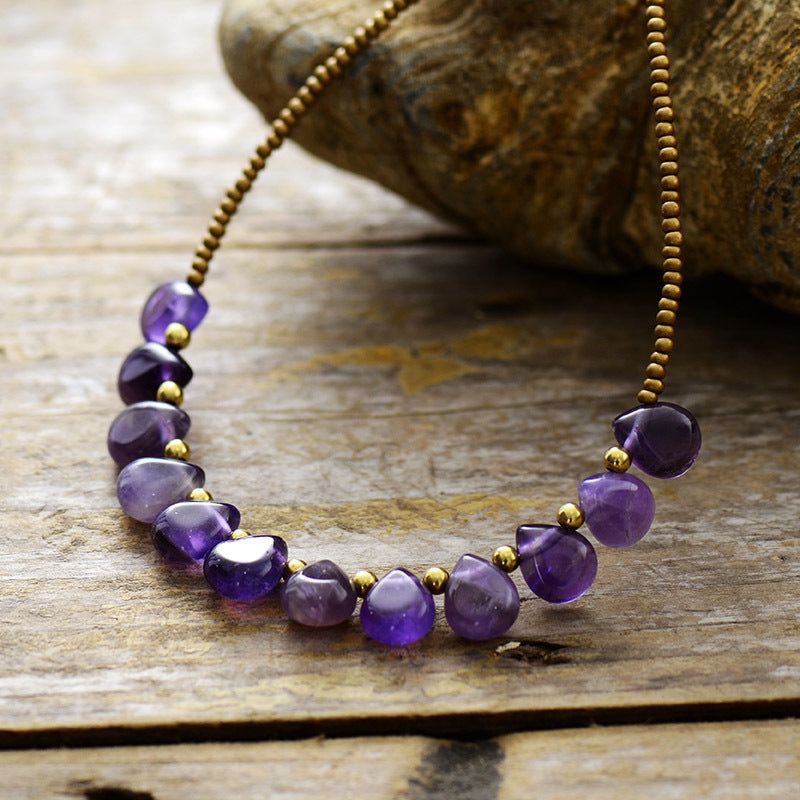 Collier améthyste bohème artisanal