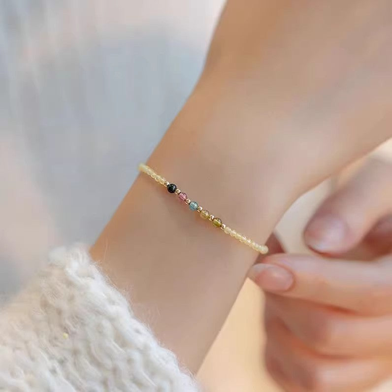 Bracelet porte bonheur citrine et tourmaline
