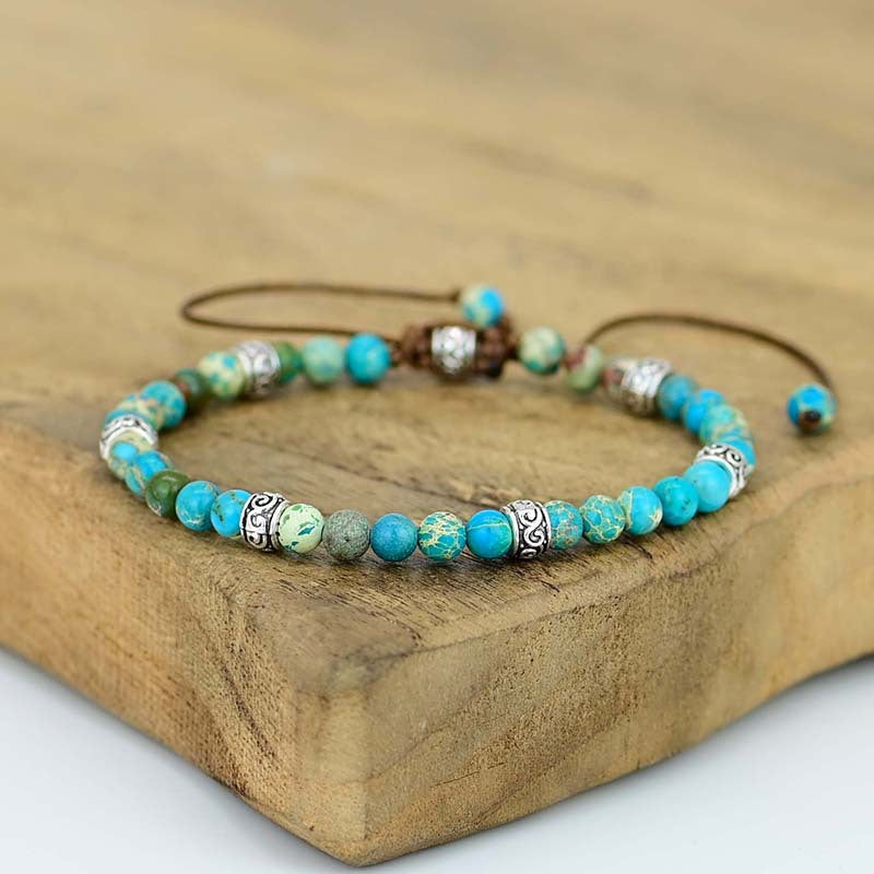 Bracelet turquoise à séparateurs ethniques