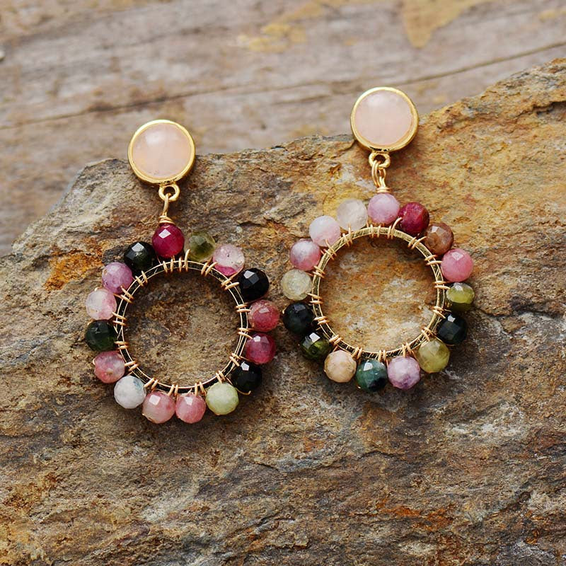 Boucles d'oreilles tourmaline au design européen