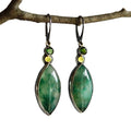 Boucles d'oreilles feuille en quartz vert