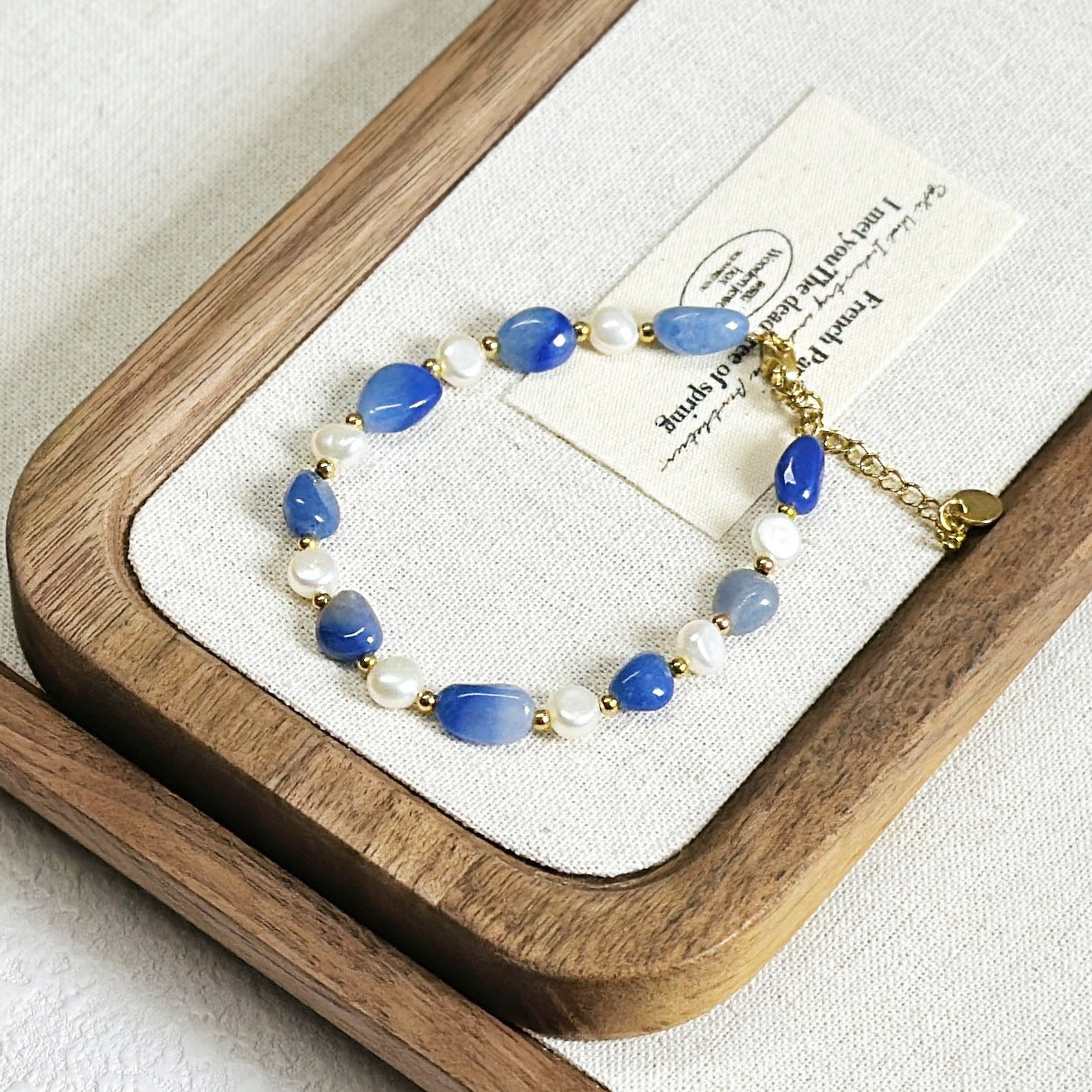 Bracelet aventurine bleue et perles d'eau douce