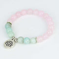 Bracelet quartz rose et amazonite fleur de lotus