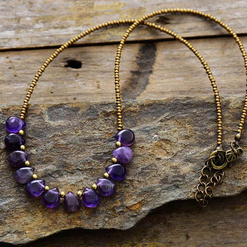 Collier améthyste bohème artisanal