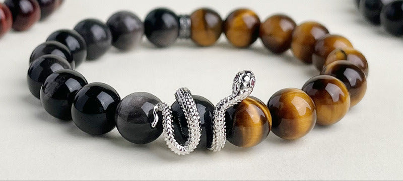 Bracelet obsidienne neige, deux styles