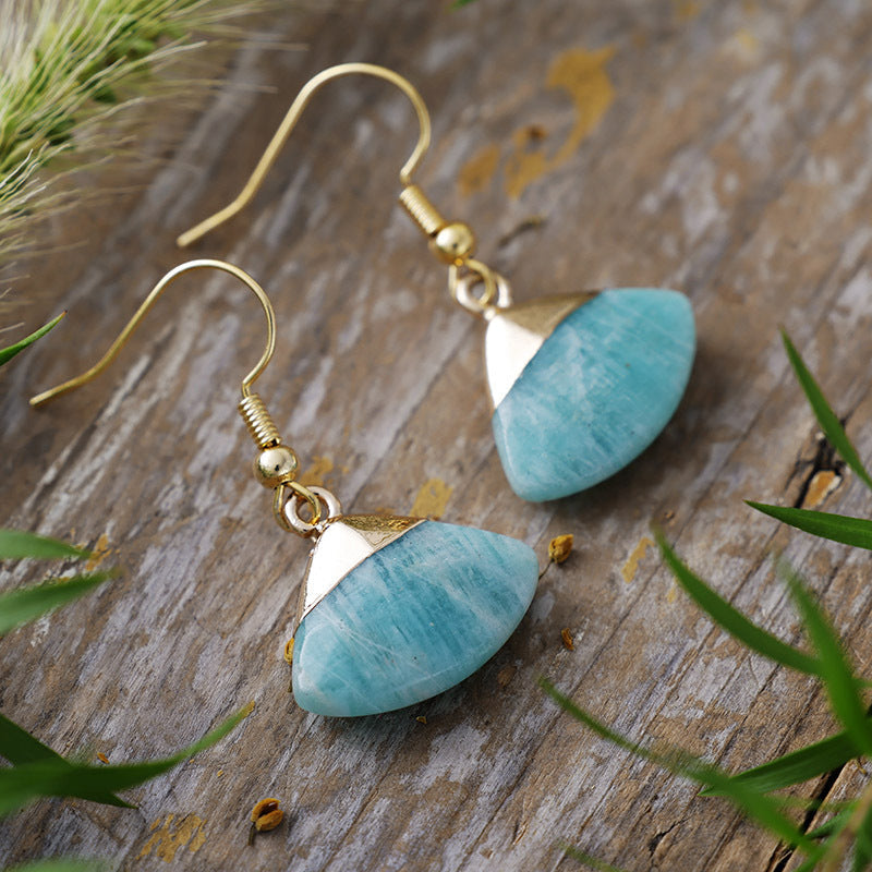 Boucles d'oreilles éventail quartz rose et amazonite