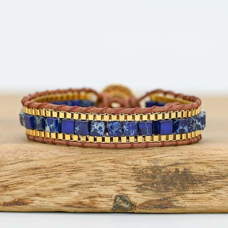 Bracelet lapis lazuli et finitions dorées