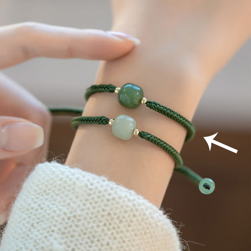 Bracelet porte bonheur tressé au quartz vert