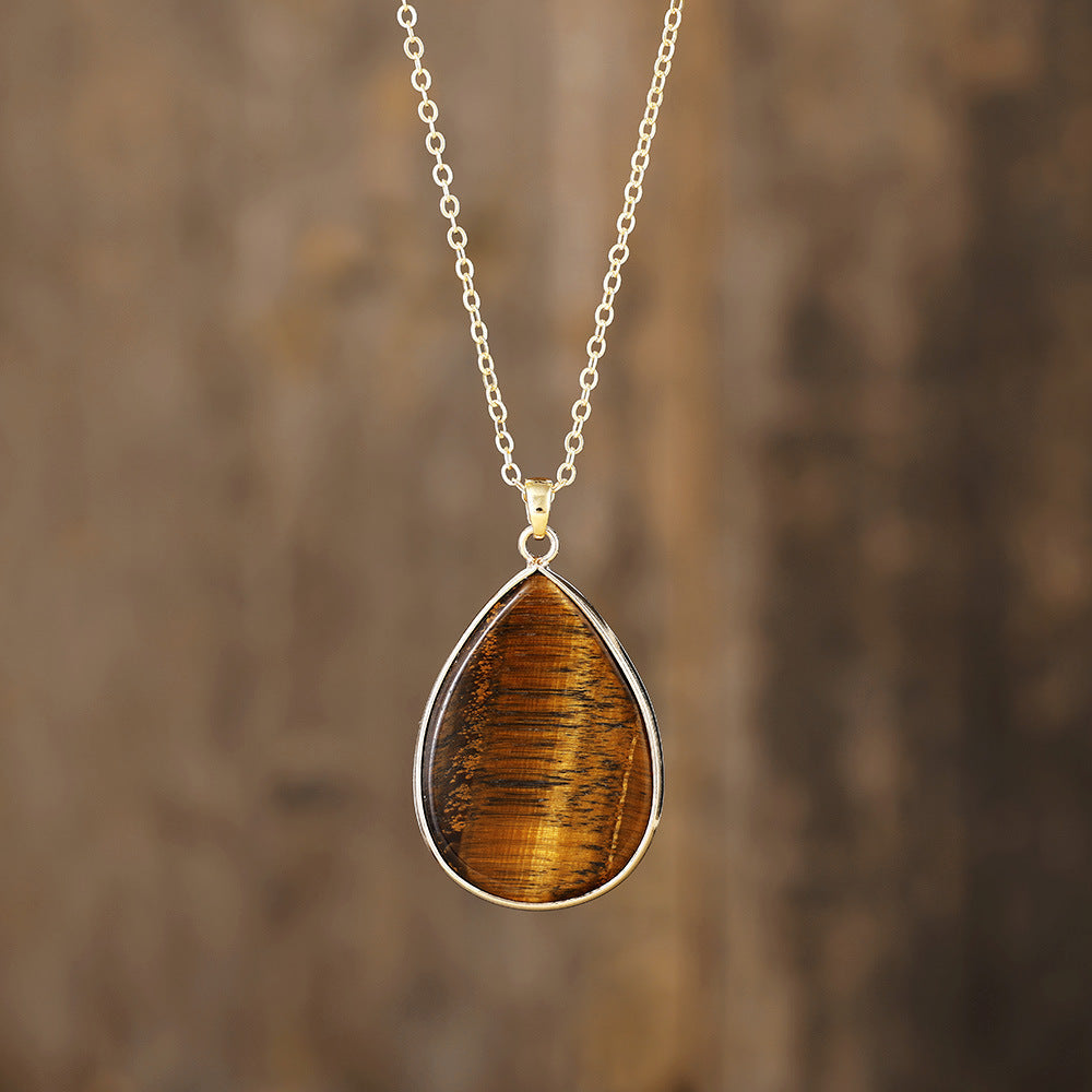 Collier pierre naturelle pendentif goutte