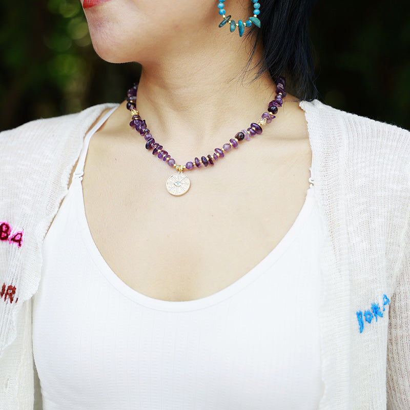 Collier améthyste sautoir