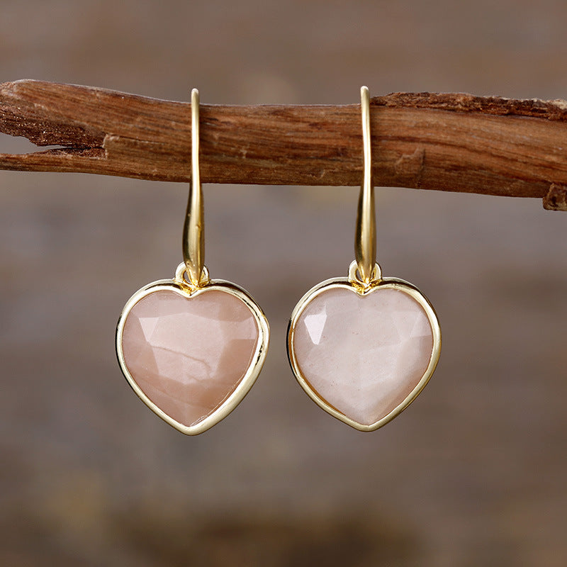 Boucles d'oreilles coeur en pierres naturelles