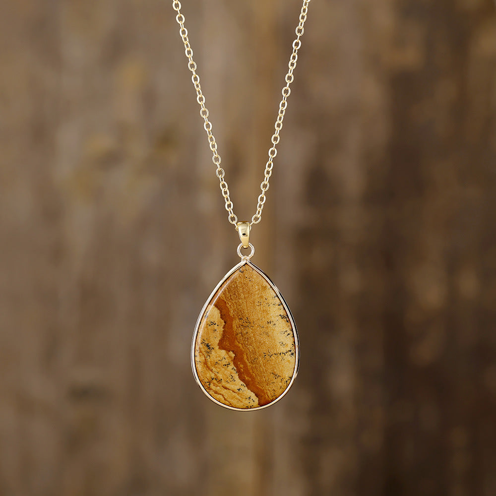 Collier pierre naturelle pendentif goutte