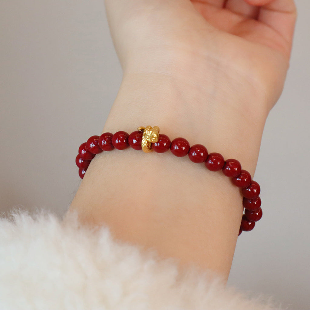 Bracelet jade et cinabre, breloque au choix